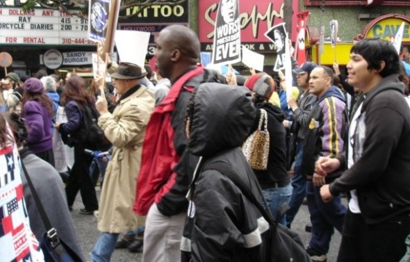 anti-war march on Hollywood Boulevard, community, walkability, Los Angeles
