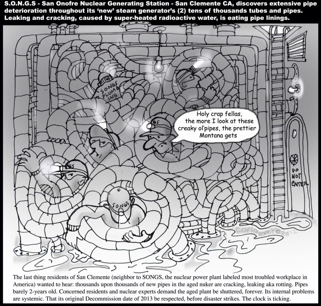 Jerry Collamer - SONGs Leaky Pipe Toon San Onofre Nuclear Generating Station's pipes are leaking