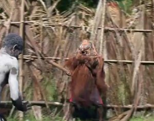 screenshot from documentary on a Sepik River initiation