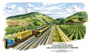 California High Speed Corridor rendering - J. Craig Thorpe Study: The high-speed rail system, when it's completed, will consume less energy and emit fewer greenhouse gases and less pollution than autos or planes, even after accounting for future improvements in auto and airplane fuel efficiency and cleaner, greener technology.
