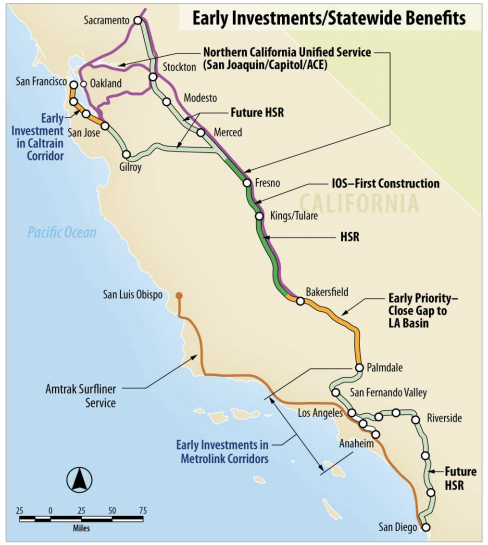 California High-Speed Rail Authority - Early Investments - Statewide Benefits High-Speed Rail route for California - CHSRA