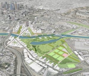 Piggyback Yards Conceptual Green Transit Village - FOLAR transit-oriented development for Los Angeles
