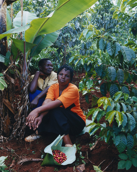 Farmers Oliva Kishero and Topista Sakwa. Oliva has seven children and grows coffee in Buginyana. Photo By Karen Robinson.