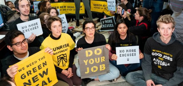 In the spring of 2019, the Sunrise Movement, building an army of young people to make climate change an urgent priority across the US, put on the Road To A Green New Deal Tour, visiting eight cities across the US to share what a Green New Deal would look like in different communities as well as spotlighting local politicians and organizers throughout the country.