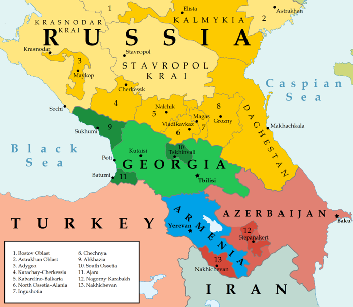 Caucasus Region Map, Armenia